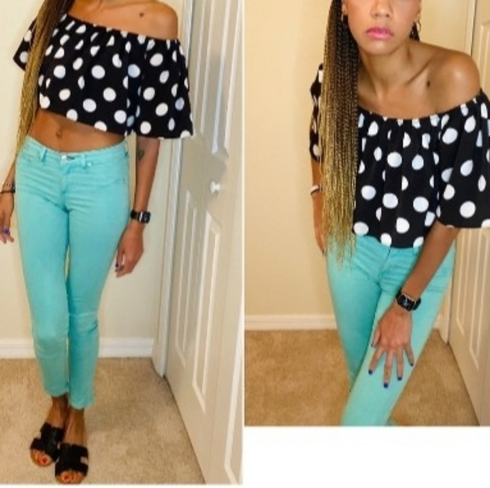 Lucy Wang That's Dot Crop top Size small